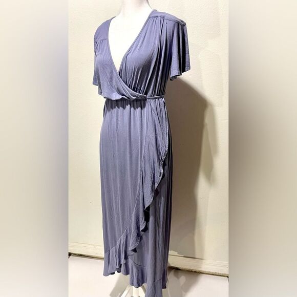 Isabel maternity dress muted blue flare raffle soft women’s M - Picture 3 of 8
